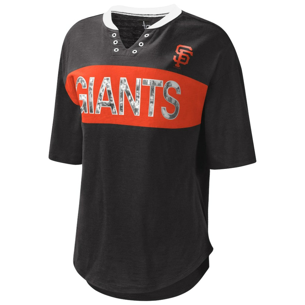 San Francisco Giants Touch Women's Lead Off Notch Neck T-Shirt Black/Orange