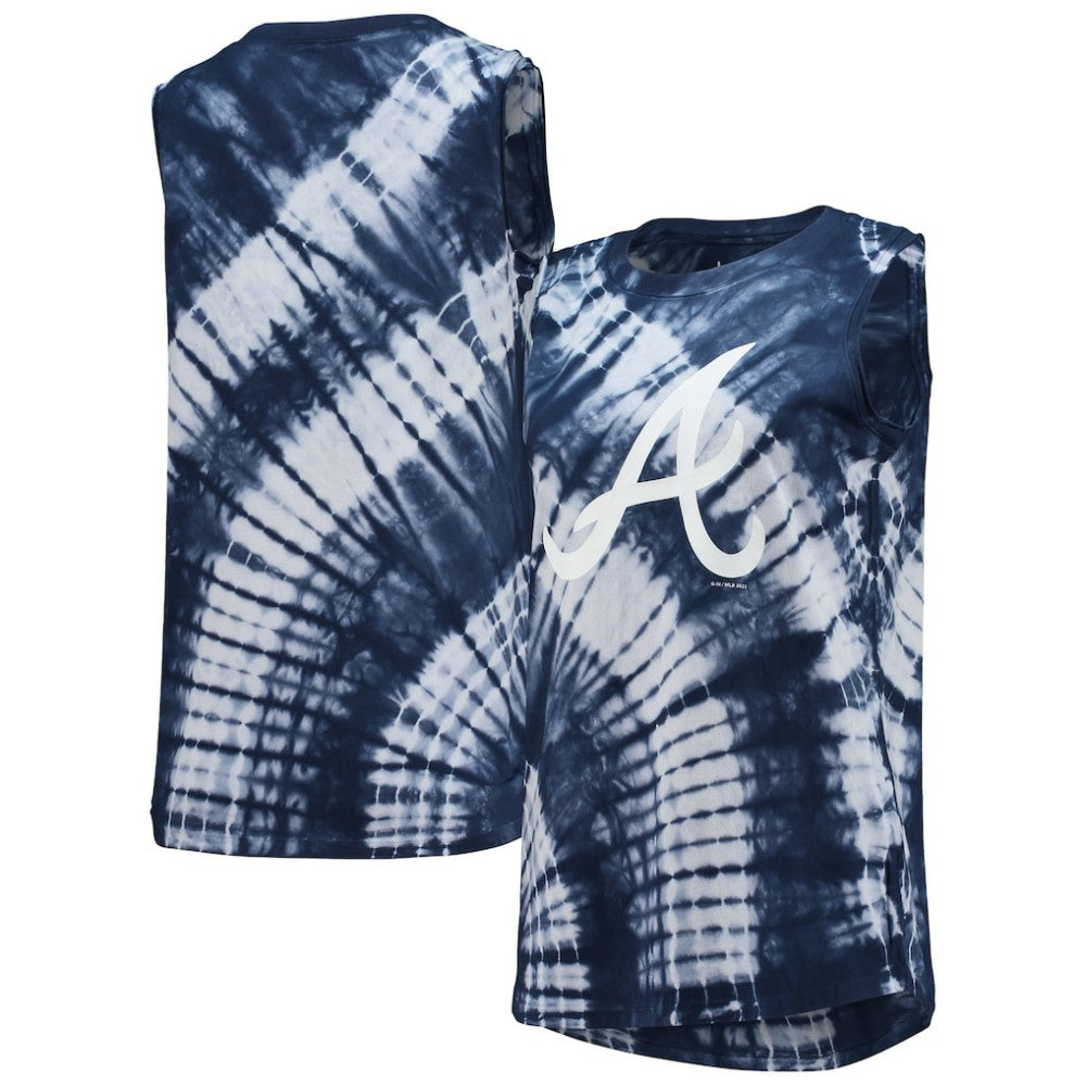 Atlanta Braves Touch Women's Money Ball Tie-Dye Tank Top Navy
