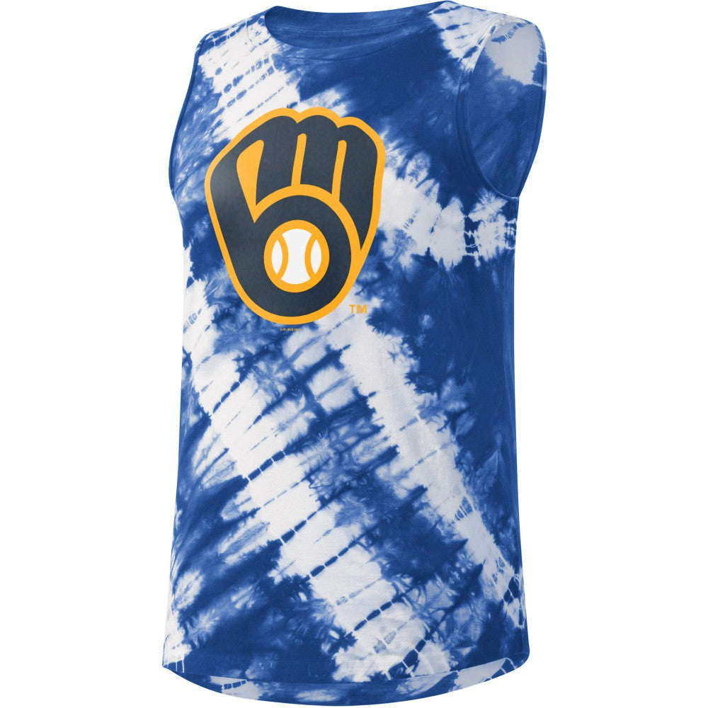 Milwaukee Brewers Touch Women's Money Ball Tie-Dye Tank Top Blue