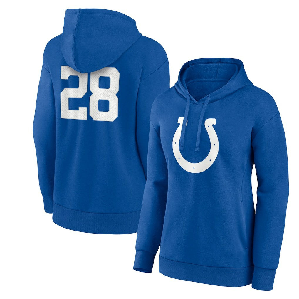Jonathan Taylor Indianapolis Colts Women's Player Icon Name & Number V-Neck Pullover Hoodie - Royal cheap
