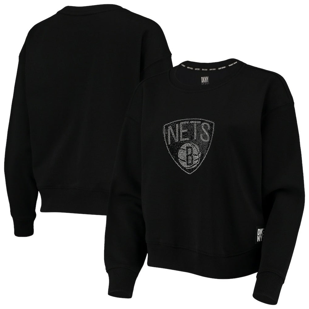 Brooklyn Nets DKNY Sport Women's Carrie Rhinestone Pullover Sweatshirt - Black outlet