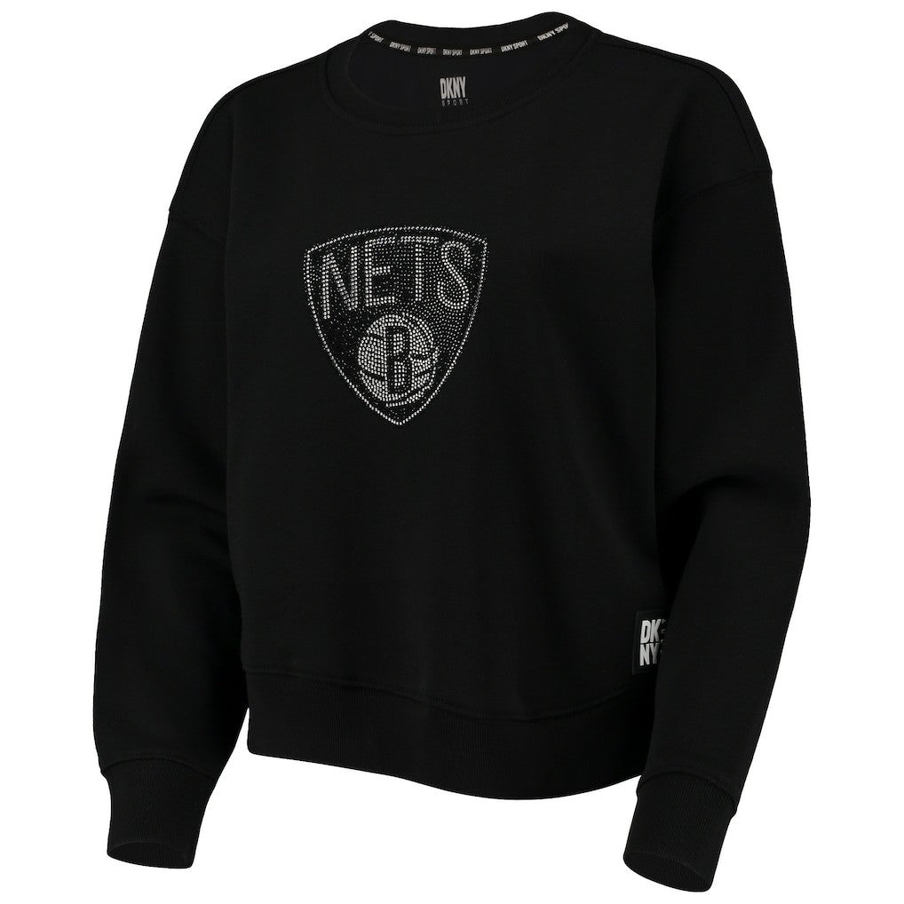 Brooklyn Nets DKNY Sport Women's Carrie Rhinestone Pullover Sweatshirt - Black outlet