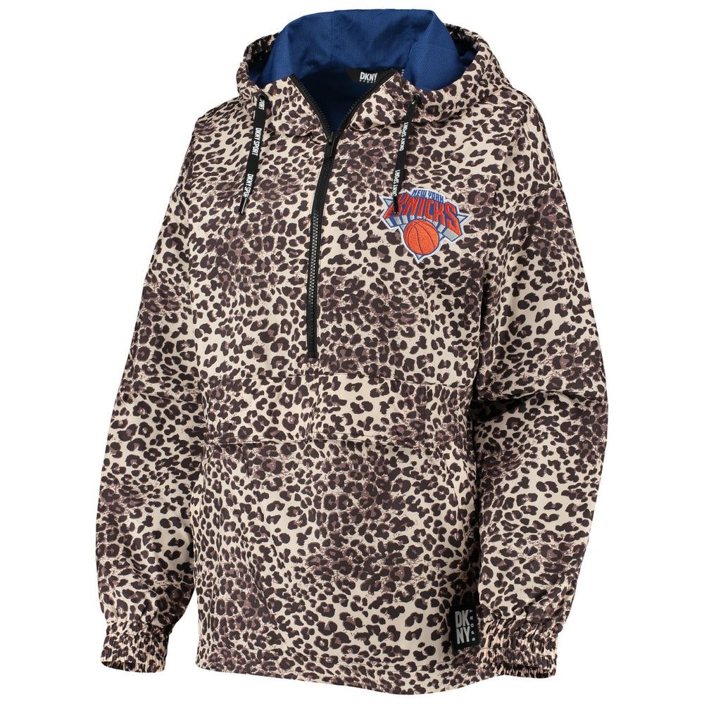 New York Knicks DKNY Sport Women's Gabriella Windbreaker Half-Zip Hoodie - Leopard sale