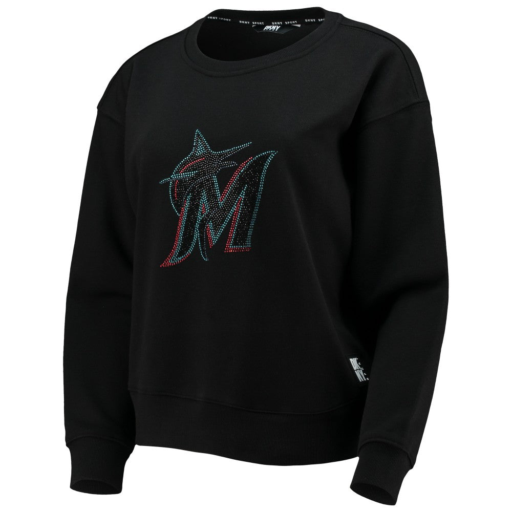 Miami Marlins DKNY Sport Women's Carrie Pullover Sweatshirt Black