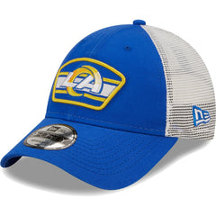 Los Angeles Rams New Era Logo Patch Trucker 9FORTY Snapback Hat - Royal/White cheap