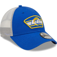 Los Angeles Rams New Era Logo Patch Trucker 9FORTY Snapback Hat - Royal/White cheap