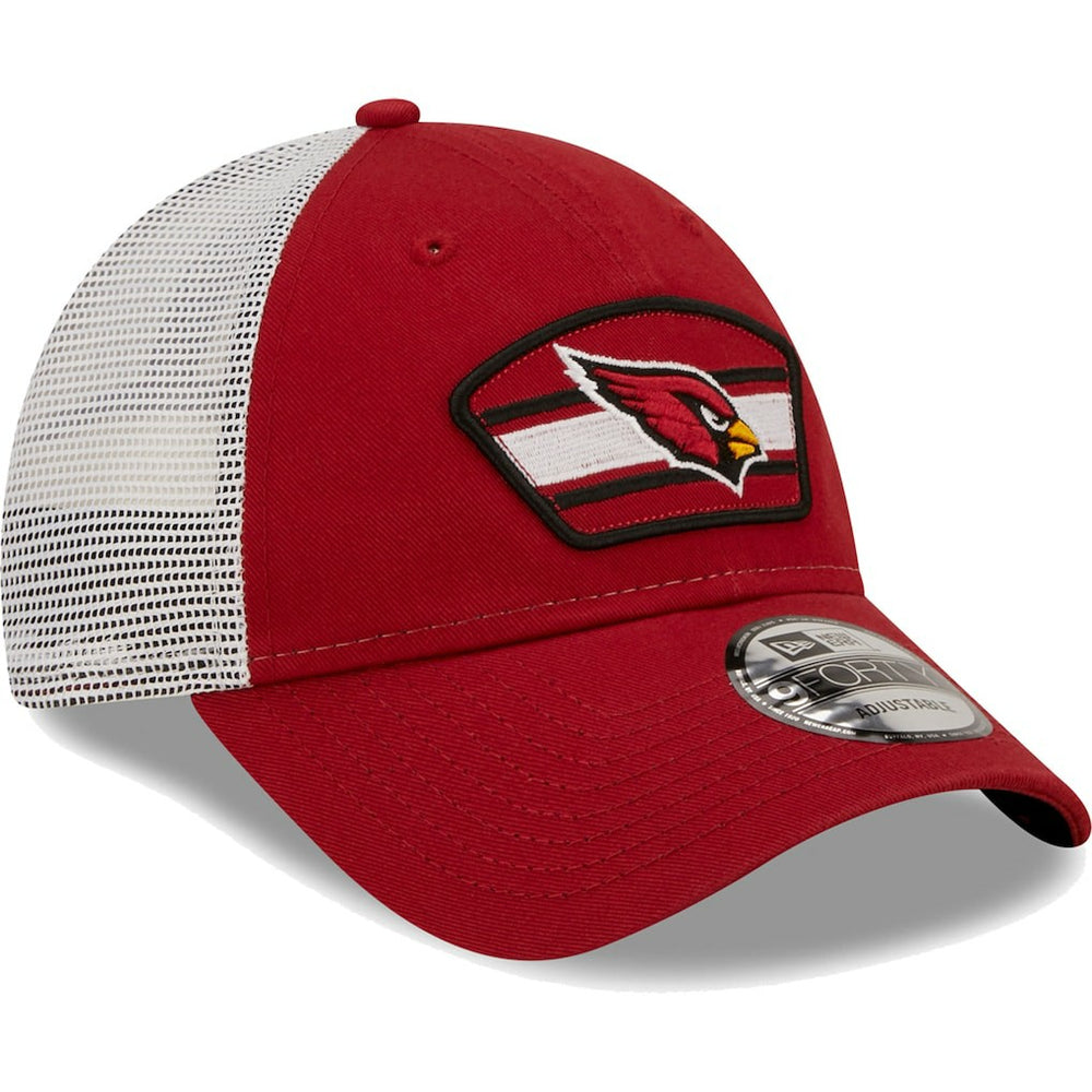 Arizona Cardinals New Era Logo Patch Trucker 9FORTY Snapback Hat - Cardinal/White outlet