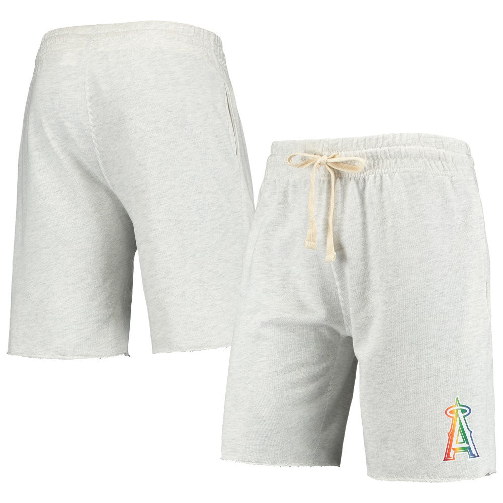 Los Angeles Angels Concepts Sport Mainstream Logo Terry Tri-Blend Shorts Oatmeal