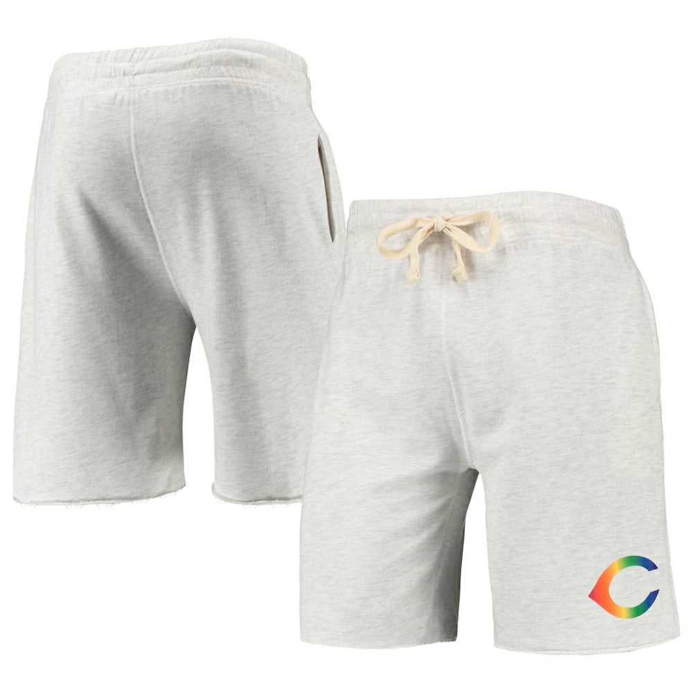 Cincinnati Reds Concepts Sport Mainstream Logo Terry Tri-Blend Shorts Oatmeal