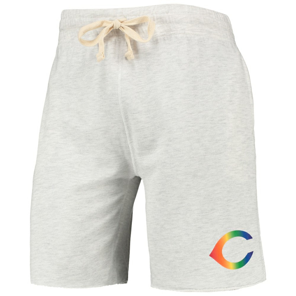Cincinnati Reds Concepts Sport Mainstream Logo Terry Tri-Blend Shorts Oatmeal