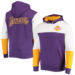 Los Angeles Lakers Hardwood Classics Fusion 2.0 Colorblock Pullover Hoodie - Purple for sale