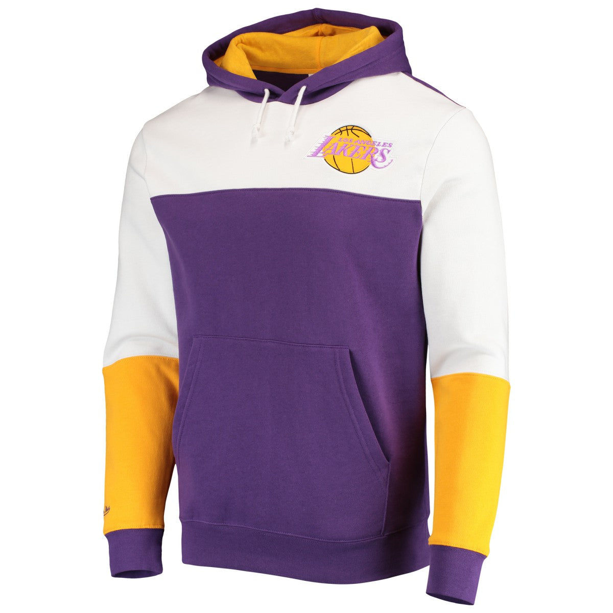 Los Angeles Lakers Hardwood Classics Fusion 2.0 Colorblock Pullover Hoodie - Purple for sale