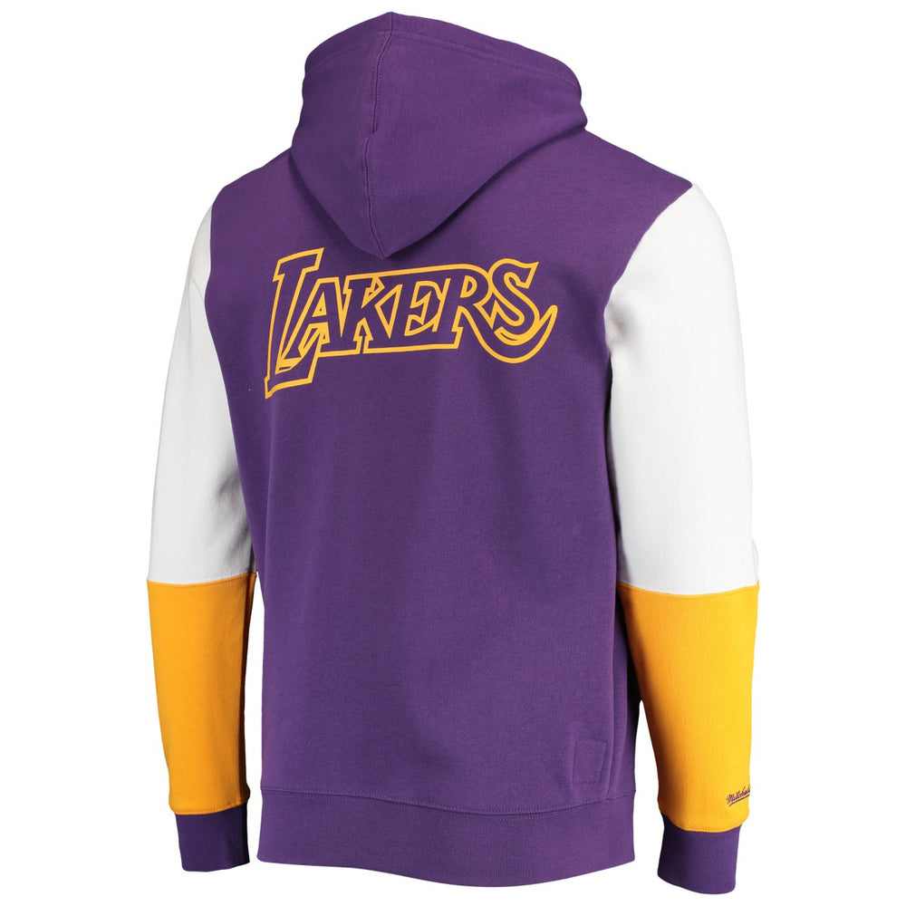 Los Angeles Lakers Hardwood Classics Fusion 2.0 Colorblock Pullover Hoodie - Purple for sale