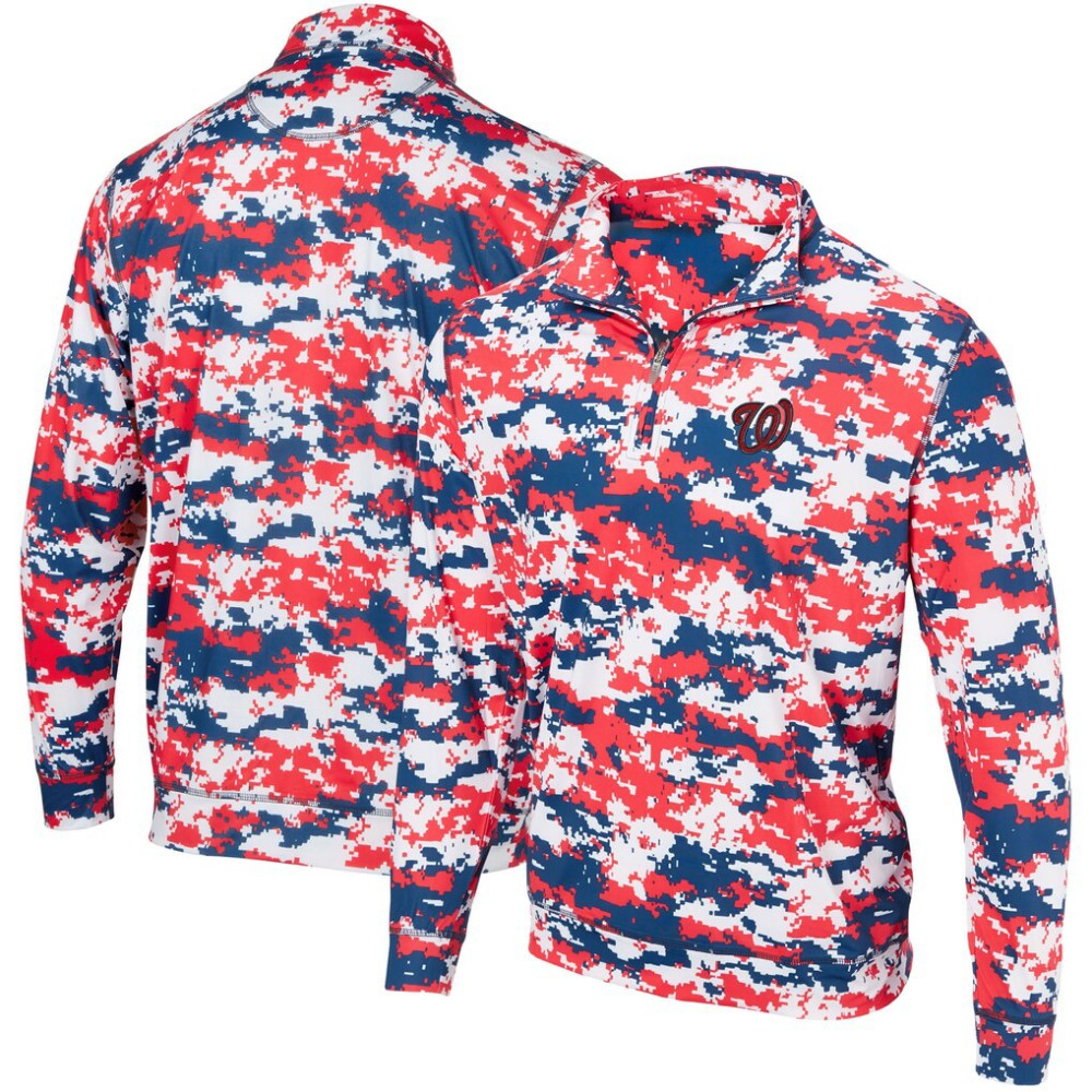 Washington Nationals Digital Camo Performance Quarter-Zip Pullover Jacket Red