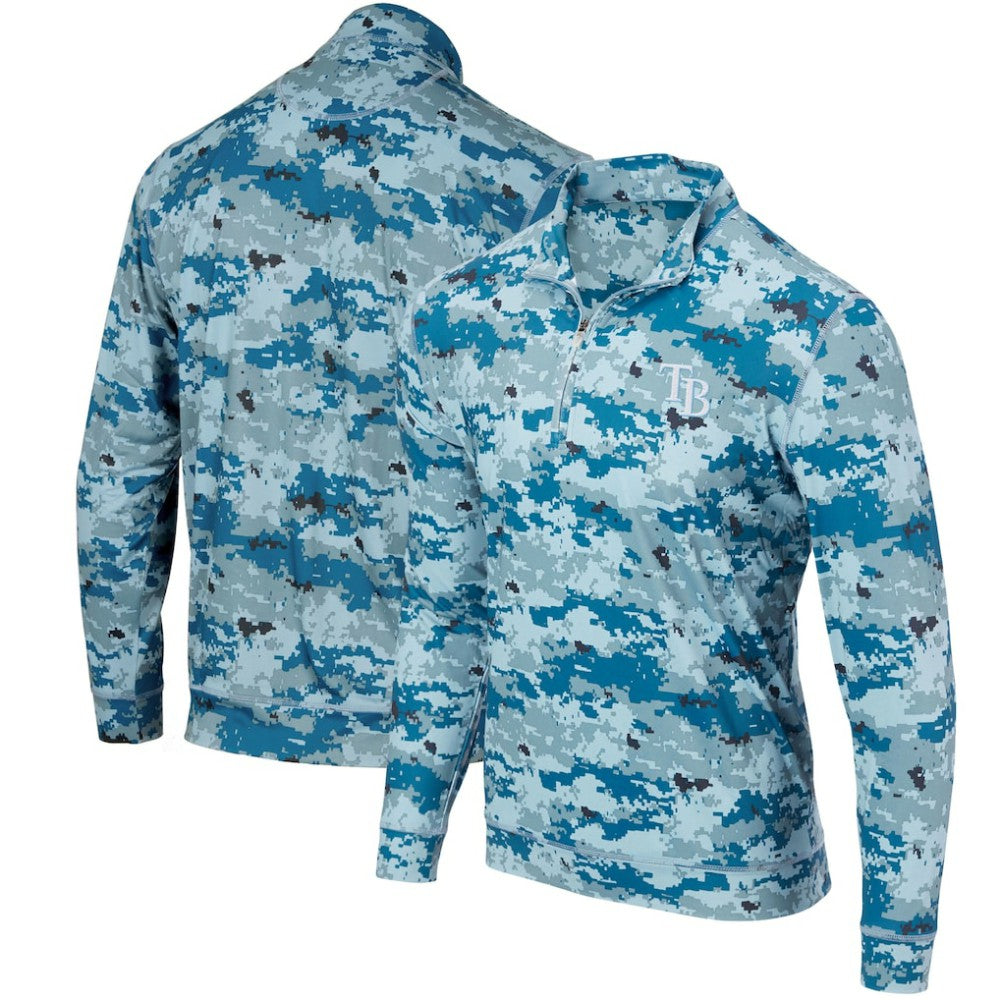 Tampa Bay Rays Digital Camo Performance Quarter-Zip Pullover Jacket Blue