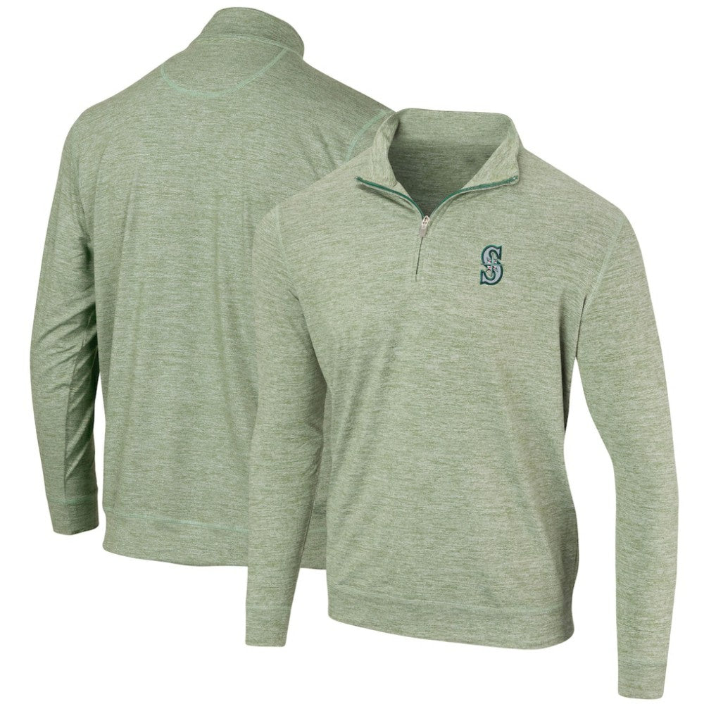 Seattle Mariners Peached Marled Yarn Quarter-Zip Pullover Jacket Heathered Green