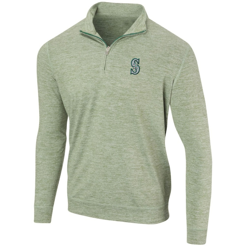 Seattle Mariners Peached Marled Yarn Quarter-Zip Pullover Jacket Heathered Green