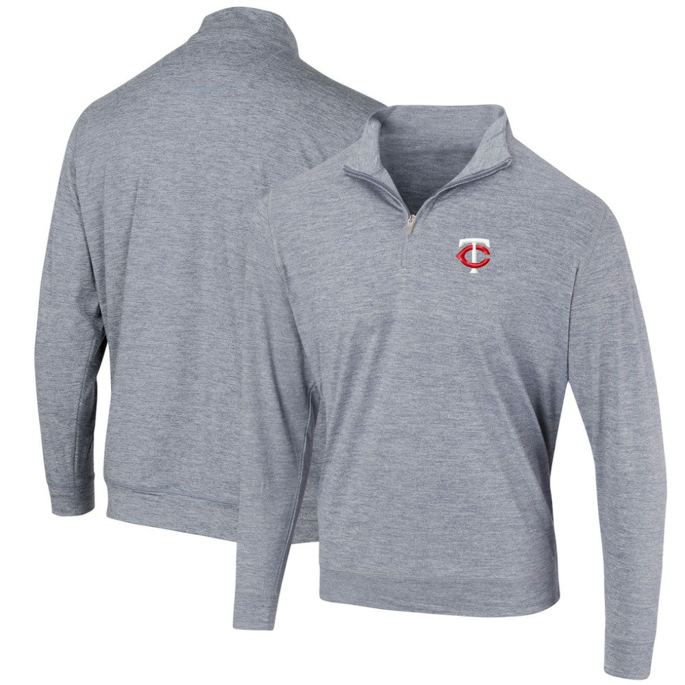 Minnesota Twins Peached Marled Yarn Quarter-Zip Pullover Jacket Heathered Navy