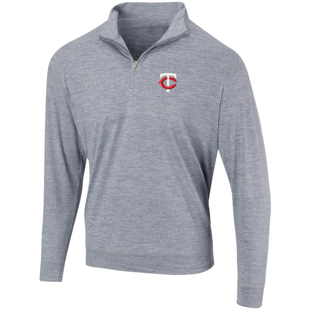Minnesota Twins Peached Marled Yarn Quarter-Zip Pullover Jacket Heathered Navy