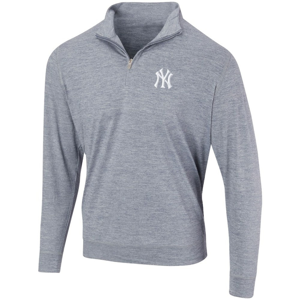 New York Yankees Peached Marled Yarn Quarter-Zip Pullover Jacket Heathered Navy