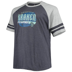 Seattle Kraken Big & Tall Raglan T-Shirt - Heathered Deep Sea Blue T-shirts