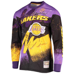 Los Angeles Lakers Hardwood Classics Hyper Hoops Moto Sublimated Long Sleeve T-Shirt - Purple on sale