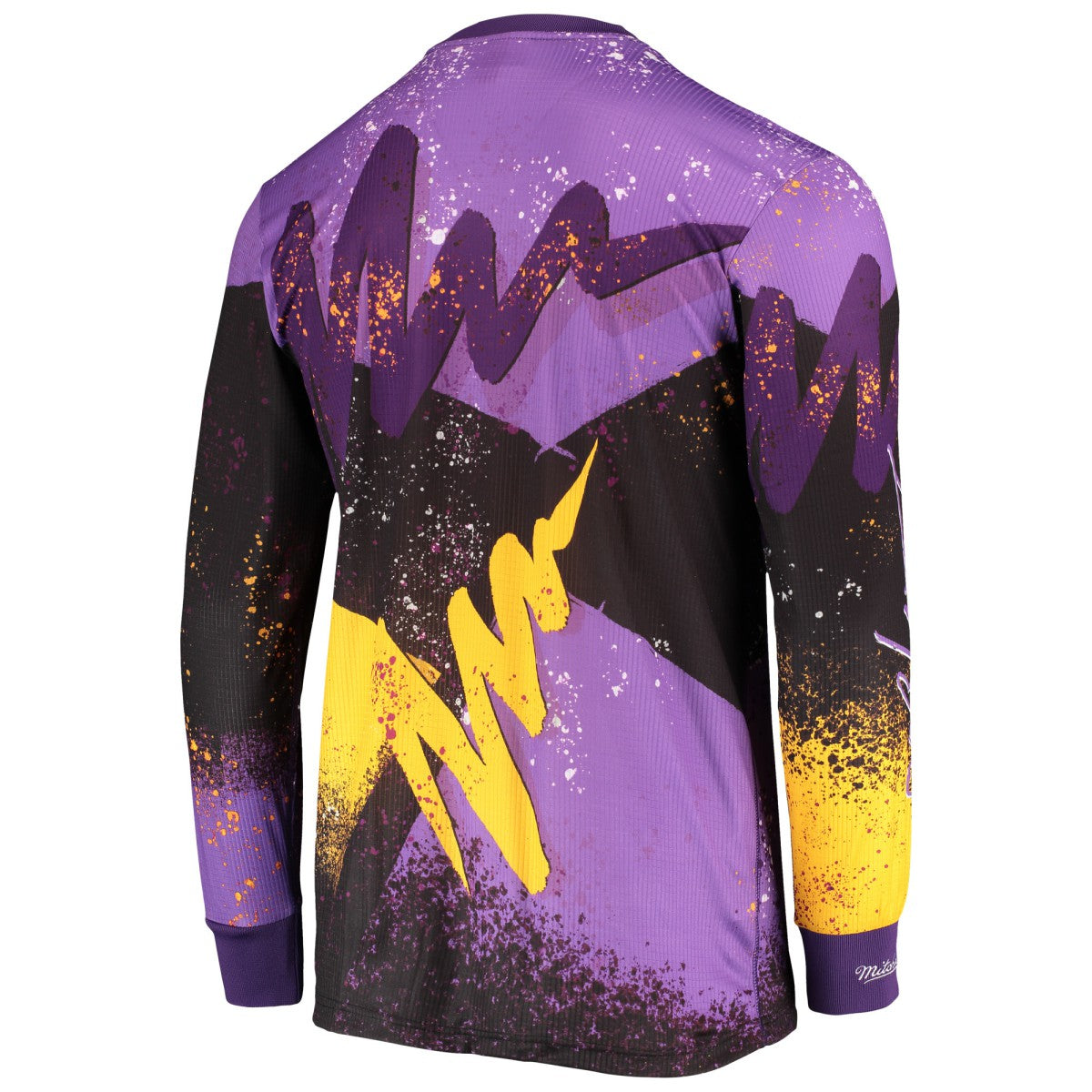 Los Angeles Lakers Hardwood Classics Hyper Hoops Moto Sublimated Long Sleeve T-Shirt - Purple on sale