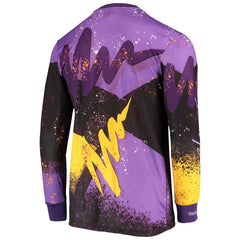 Los Angeles Lakers Hardwood Classics Hyper Hoops Moto Sublimated Long Sleeve T-Shirt - Purple on sale