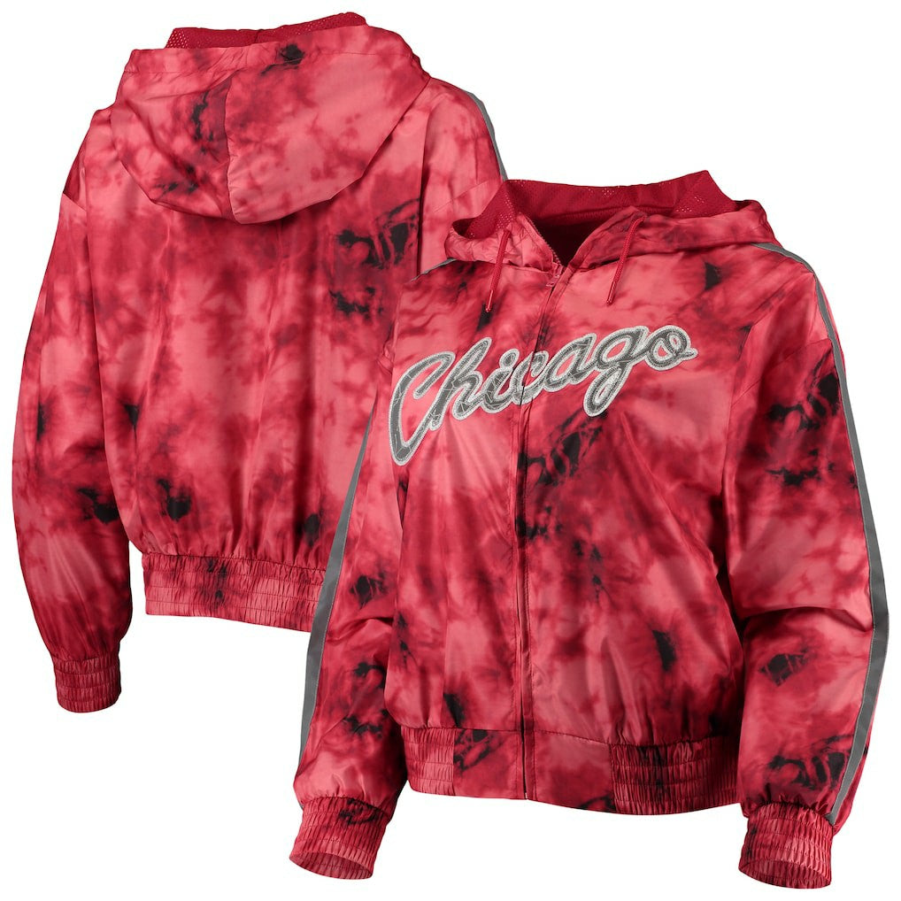 Chicago Bulls Women's Galaxy Sublimated Windbreaker Pullover Full-Zip Hoodie sale - Red online