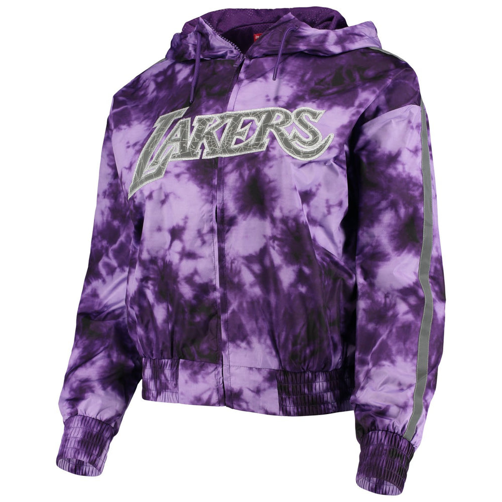 Los Angeles Lakers Women's Galaxy Sublimated Windbreaker Pullover Full-Zip Hoodie - Purple discount