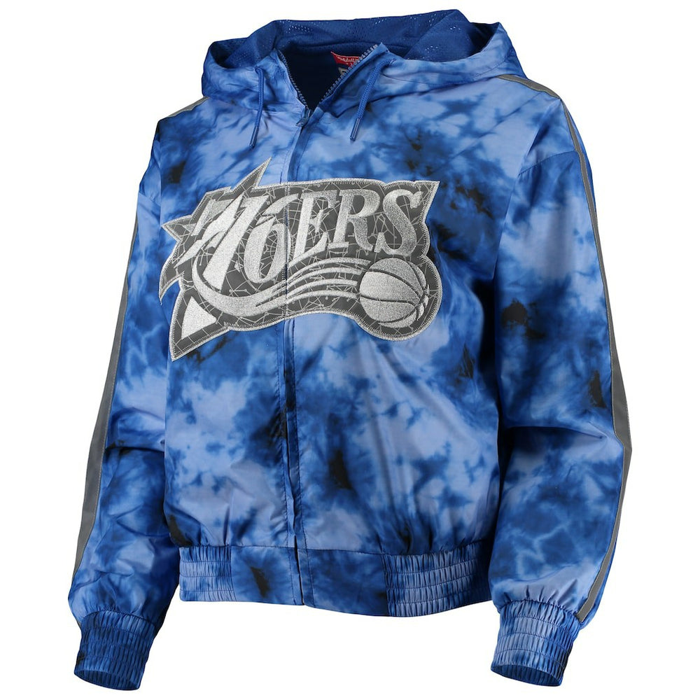 Philadelphia 76ers Women's Galaxy Sublimated Windbreaker Pullover Full-Zip Hoodie - Royal discount