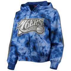 Philadelphia 76ers Women's Galaxy Sublimated Windbreaker Pullover Full-Zip Hoodie - Royal discount