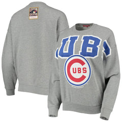 Chicago Cubs Women's Cooperstown Collection Logo Lightweight Pullover Sweatshirt Heathered Gray