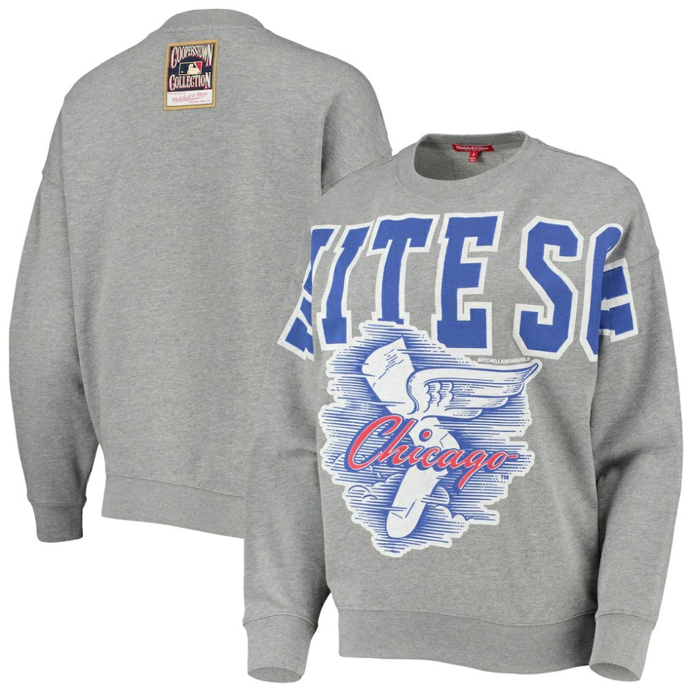 Chicago White Sox Women's Cooperstown Collection Logo Lightweight Pullover Sweatshirt Heathered Gray