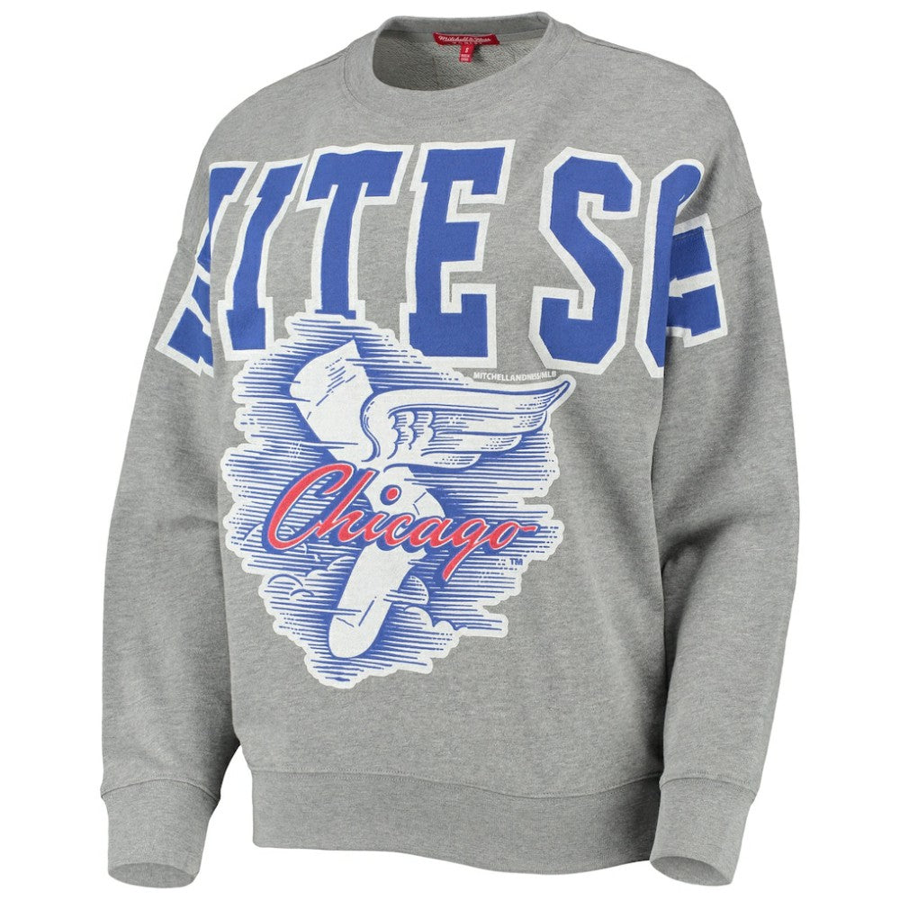 Chicago White Sox Women's Cooperstown Collection Logo Lightweight Pullover Sweatshirt Heathered Gray