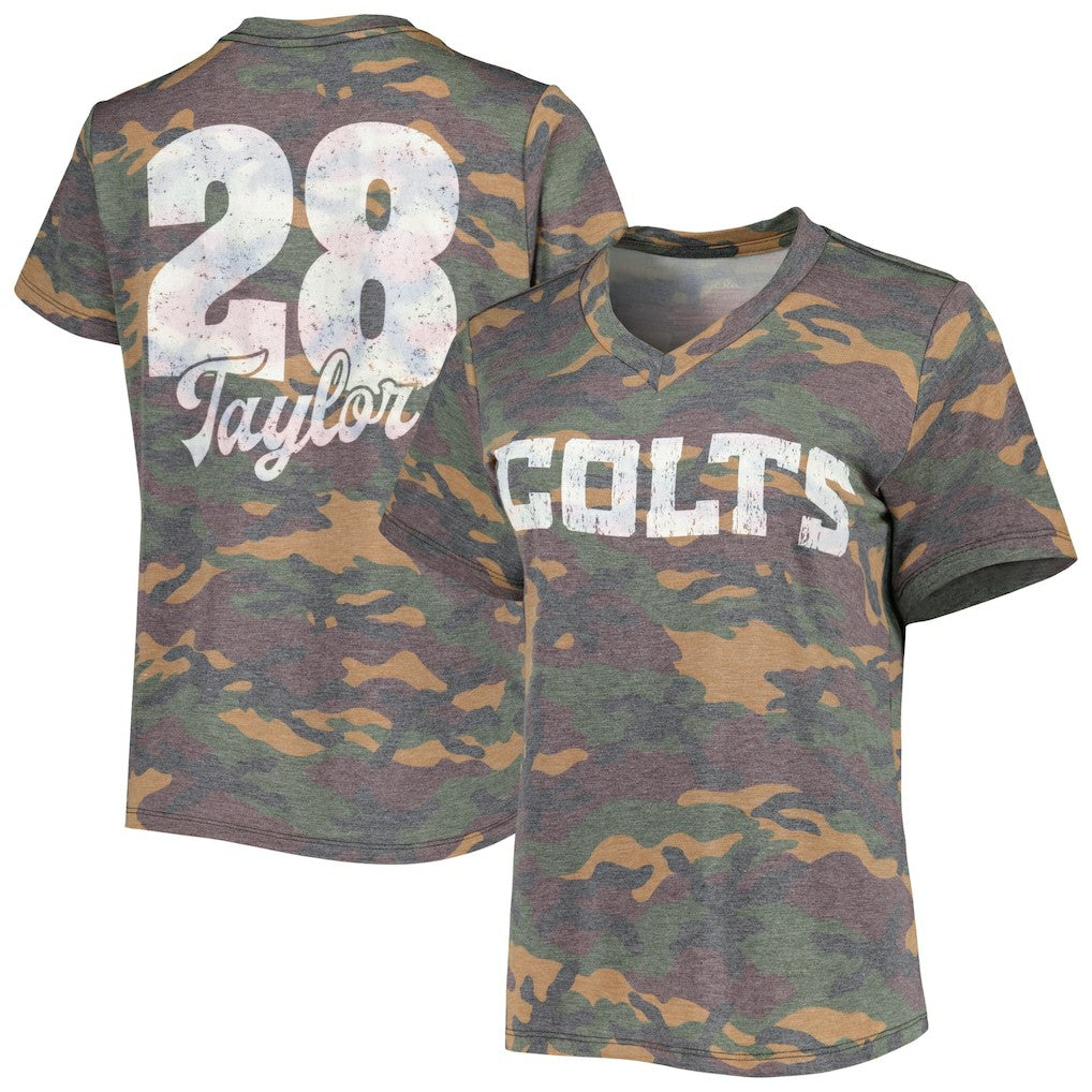 Jonathan Taylor Indianapolis Colts Majestic Threads Women's Name & Number V-Neck Tri-Blend T-Shirt - Camo outlet