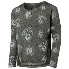 Brooklyn Nets Girls Youth Back in Action Long Sleeve T-Shirt - Heathered Black on sale