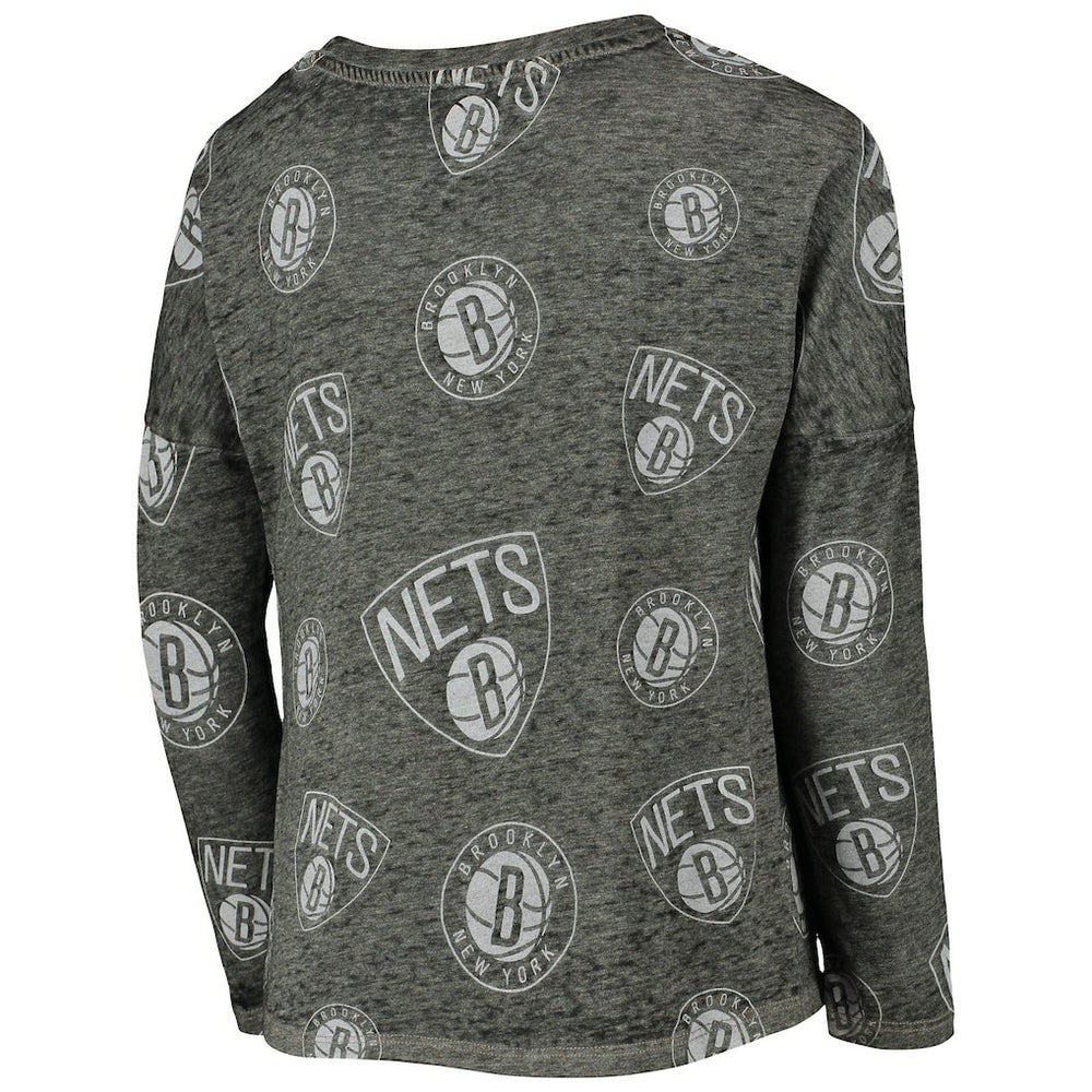 Brooklyn Nets Girls Youth Back in Action Long Sleeve T-Shirt - Heathered Black on sale
