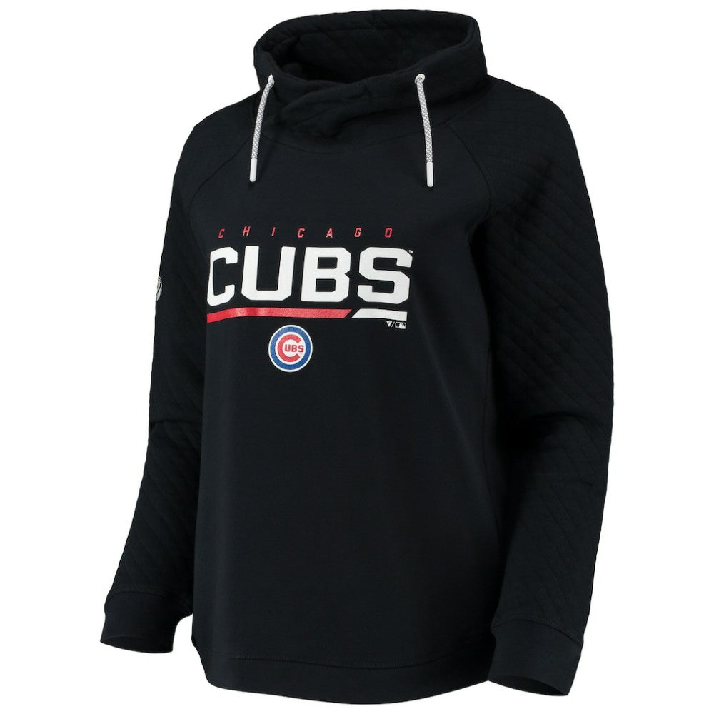 Chicago Cubs Levelwear Women's Vega Funnel Neck Raglan Pullover Sweatshirt Black