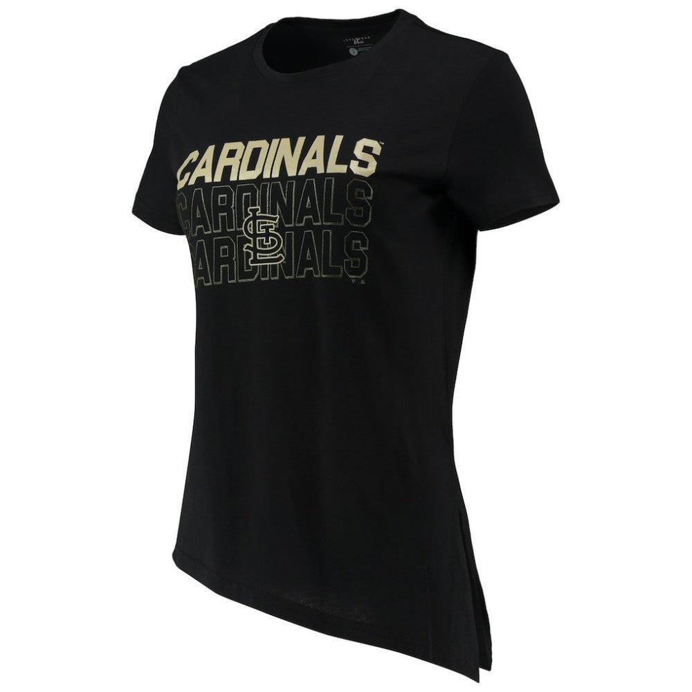 St. Louis Cardinals Levelwear Women's Birch Delta Asymmetrical T-Shirt Black