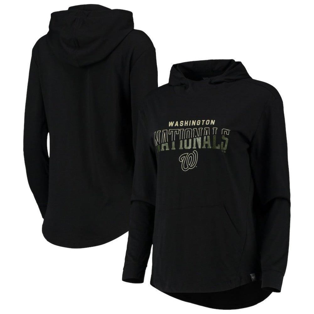 Washington Nationals Levelwear Women's Vivid Scuba Neck Pullover Hoodie Black