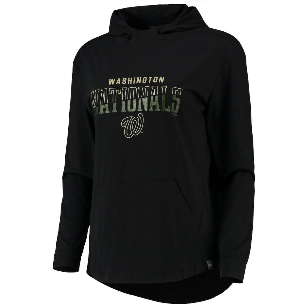 Washington Nationals Levelwear Women's Vivid Scuba Neck Pullover Hoodie Black