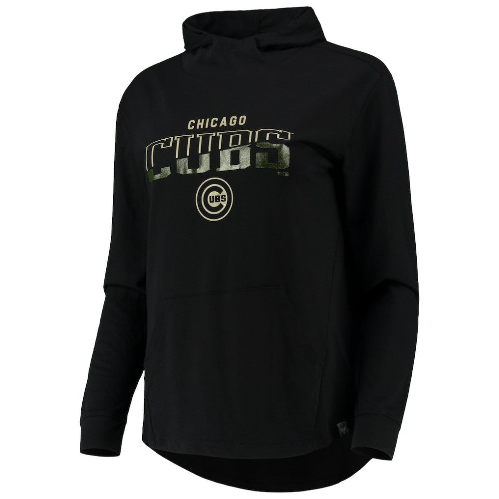Chicago Cubs Levelwear Women's Vivid Scuba Neck Pullover Hoodie Black