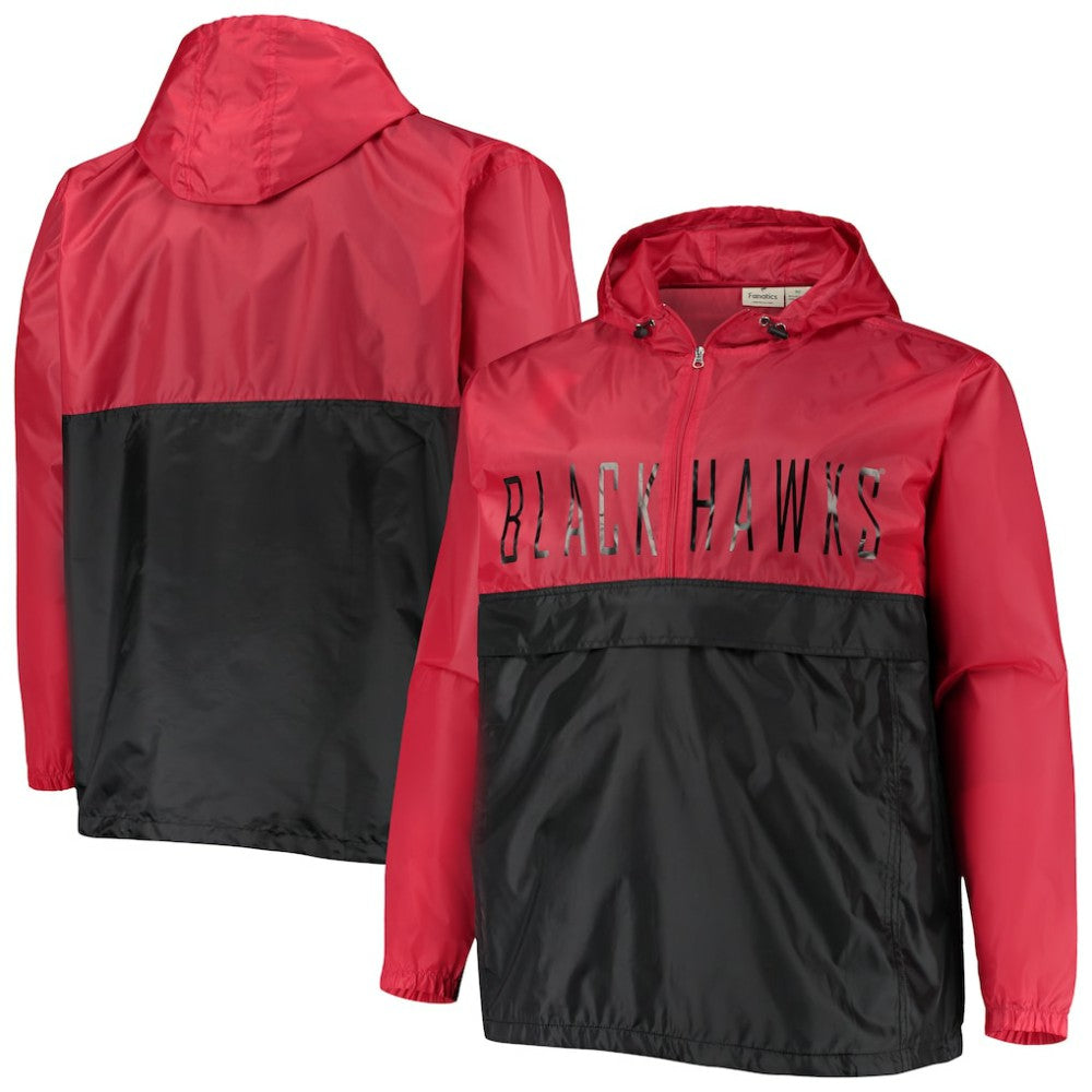Chicago Blackhawks Big & Tall Anorak Half-Zip Pullover Hoodie - Red Hoodies