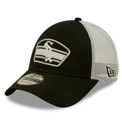 Chicago White Sox Logo Patch 9FORTY Trucker Snapback Hat Black/White