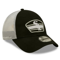 Chicago White Sox Logo Patch 9FORTY Trucker Snapback Hat Black/White