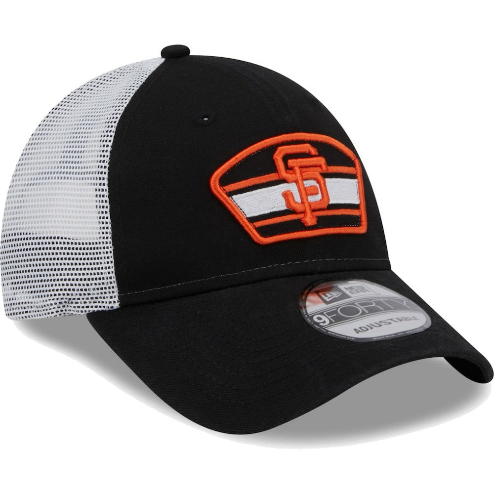 San Francisco Giants Logo Patch 9FORTY Trucker Snapback Hat Black/White