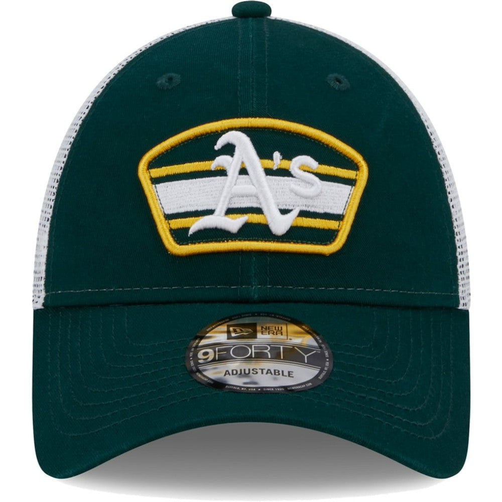Athletics Logo Patch 9FORTY Trucker Snapback Hat Green/White