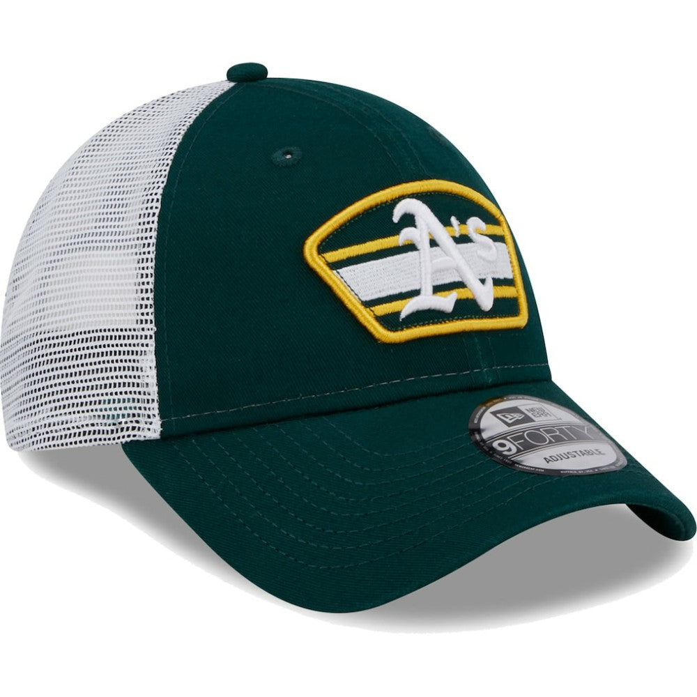 Athletics Logo Patch 9FORTY Trucker Snapback Hat Green/White