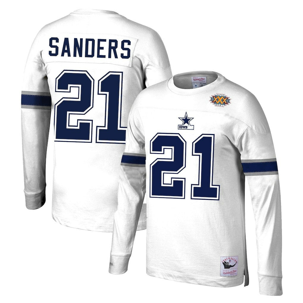 Deion Sanders Dallas Cowboys Retired Player Name & Number Long Sleeve Top - White online